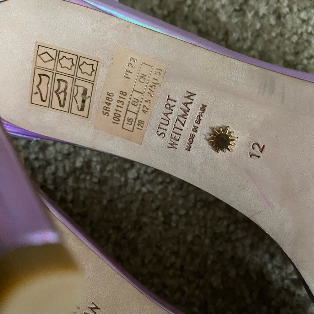 Stuart Weitzman Nudist Curve Iridescent Pink Heels Amatista US 12 - Picture 3 of 9